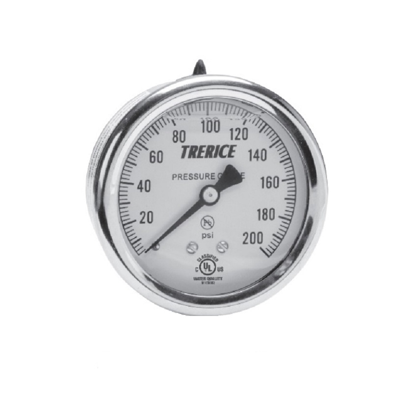 Pressure Gauge 0 to 300 PSI 2-1/2" Face Stainless Steel Case 1/4" Thread Back Connection 
